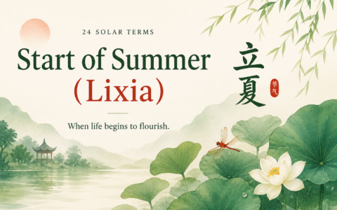 start of summer lixia chinese solar term illustration lotus summer scene