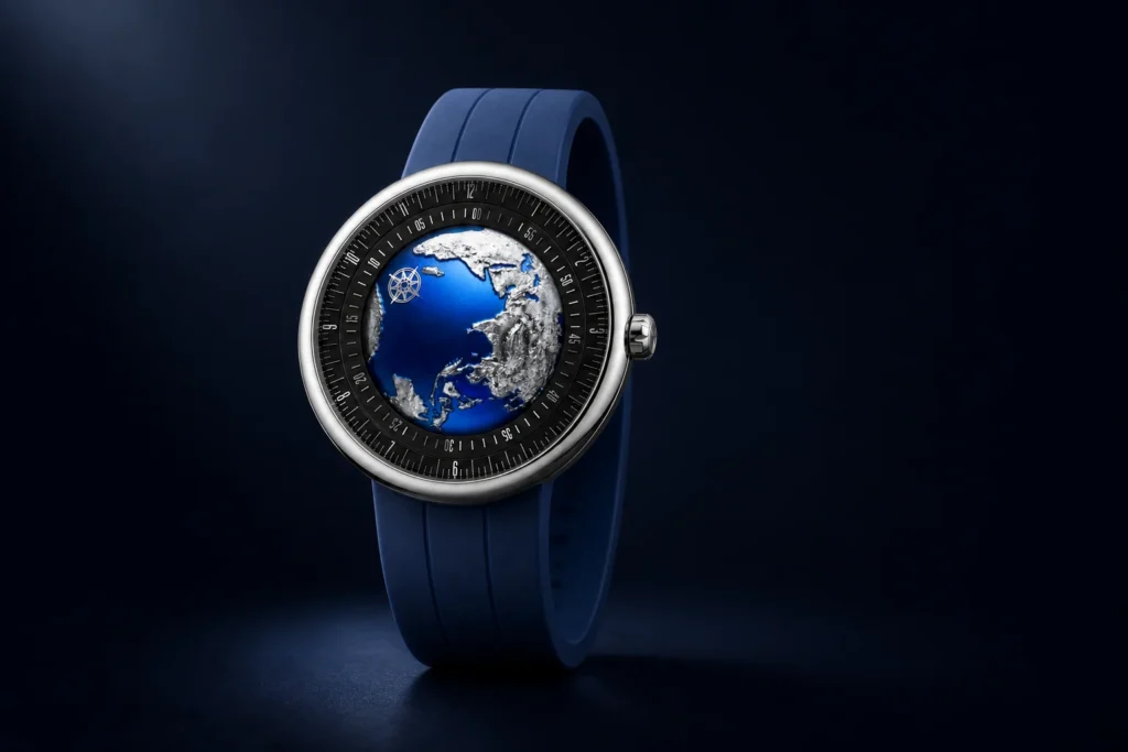 One complete CIGA design Blue Planet II watch representing the CIGA design brand profile