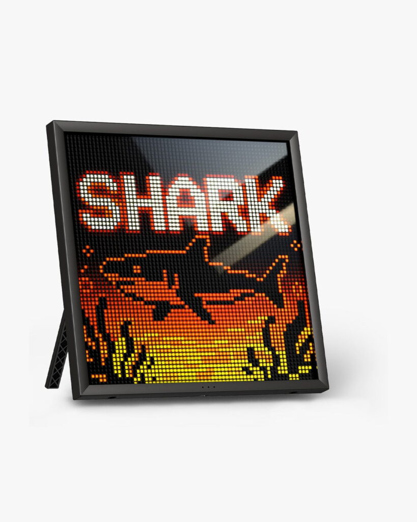 Complete black Divoom Pixoo-64Ⅱ square pixel display with integrated stand visible