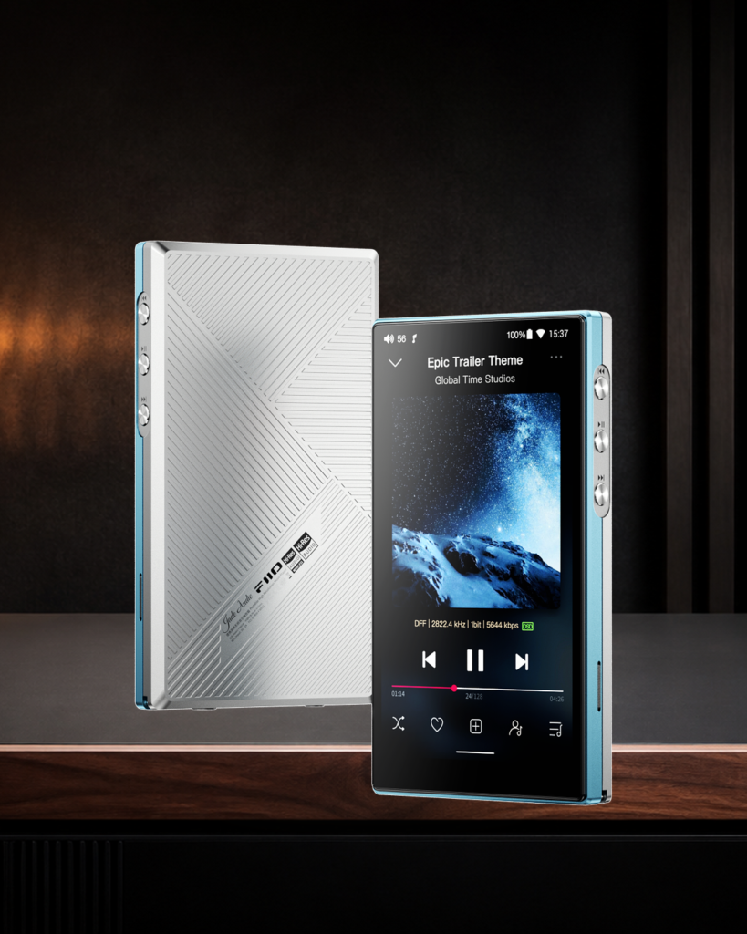 Complete official FiiO JM21 product view on a warm mineral editorial background