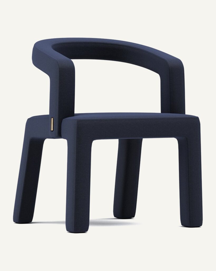 Complete dark blue FRANK CHOU COLLECTION Middle Chair on a neutral editorial canvas