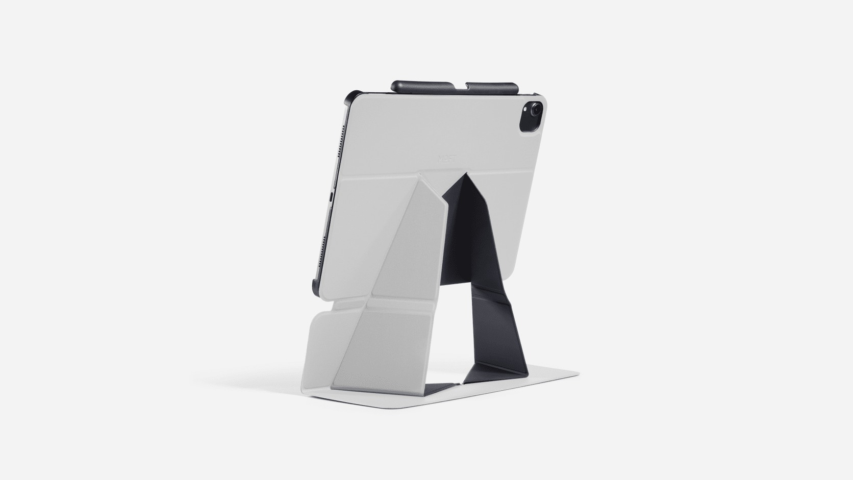 Wide view of the complete MOFT Float Folio Case holding an iPad on a clean neutral background