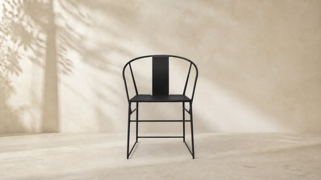 Full front view of the matte-black SHANG XIA Da Tian Di carbon-fibre armchair