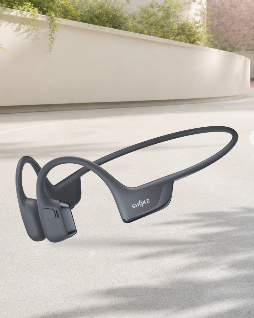 Complete official Shokz OpenRun Pro 2 product view on a warm mineral editorial background