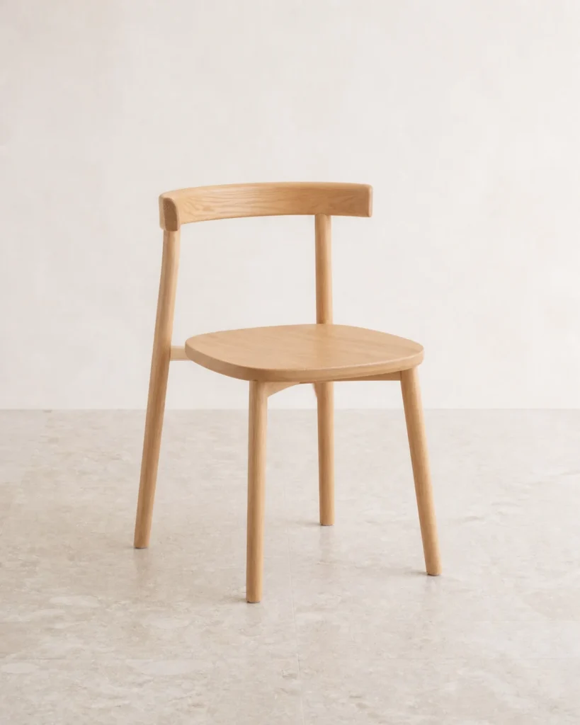 Natural white-ash ZAOZUO Mon Chair with a compact seat and low curved backrest